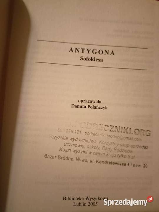 Antygona Sofokles analizy lektury szkolne Rok wydania 2005 Warszawa