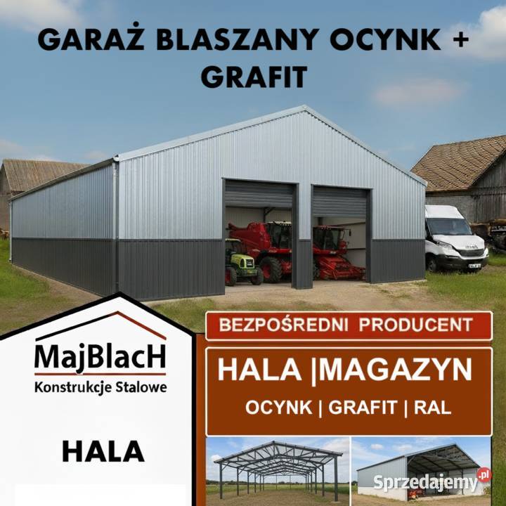 DWUKOLOROWY OcynkGrafit Garaż Blaszany Mogilno