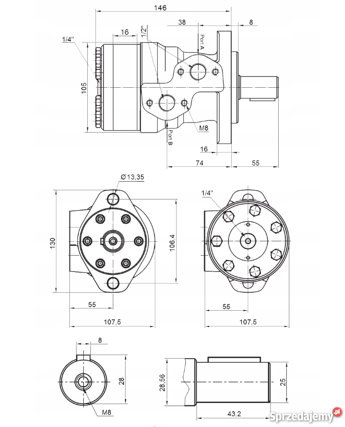 Silnik Hydrauliczny 80 3 GR2 Mocowanie Kołnierz Solec Kujawski sprzedam