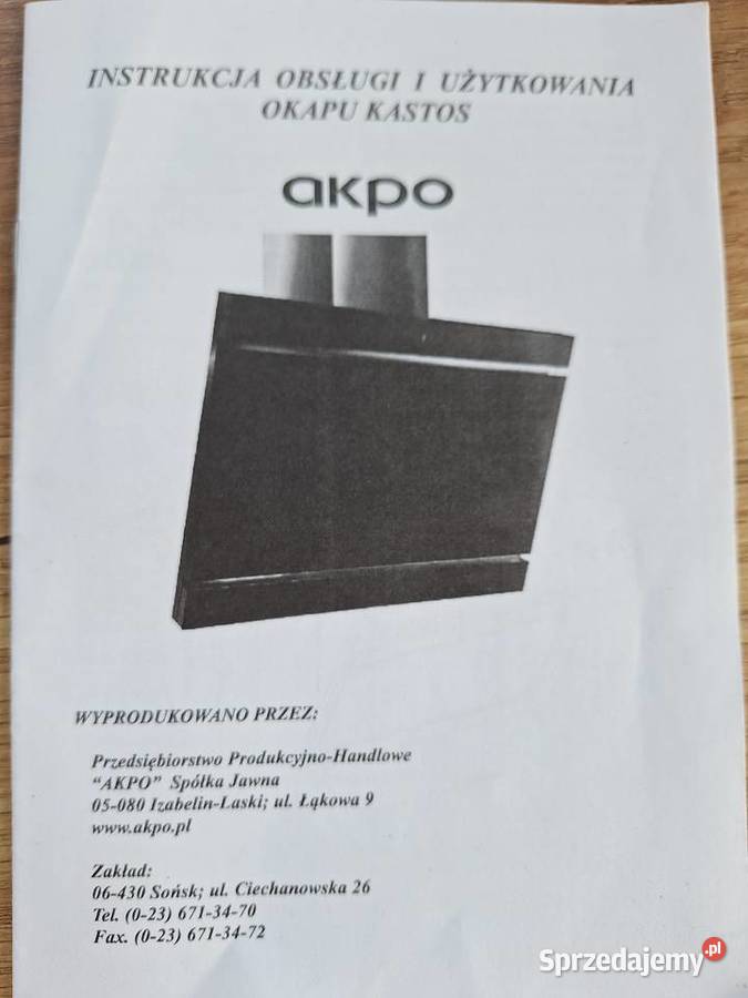 Sprzedam okap kuchenny firmy Akpo Częstochowa