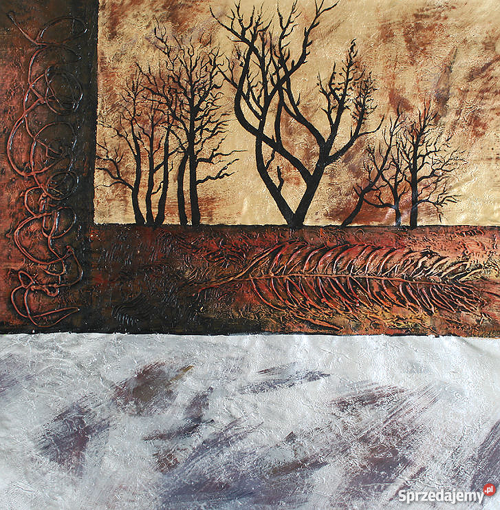 Abstrakcja Srebrnozłoty Obraz olejny namalowany