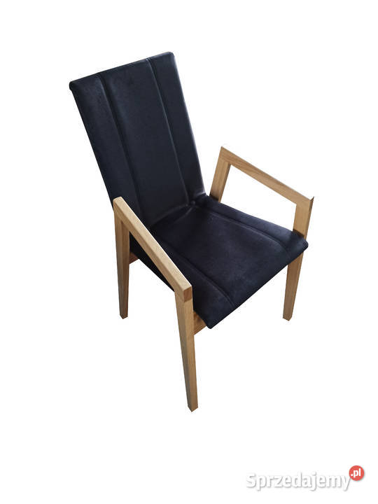 Krzesło tapicerowane dębowe Solo czarne z podłokietnikami