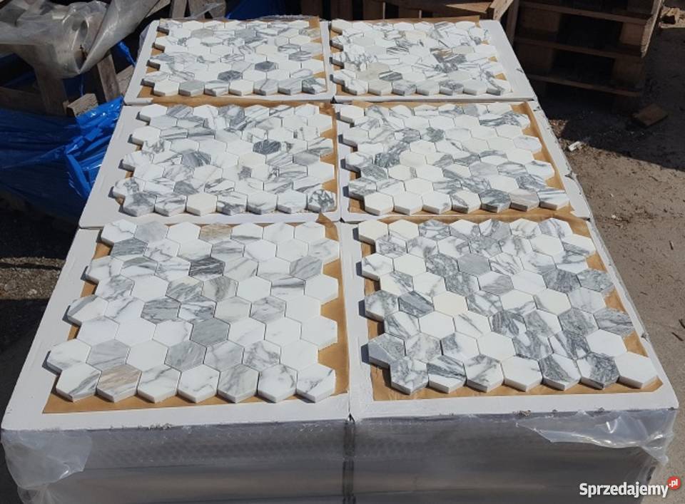 MOZAIKA KAMIENNA BIANCO RABESCATO HEXAGON Bielawa
