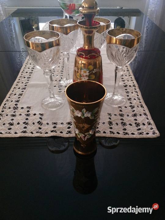 kryształ kryształowe kieliszki pozłacane karafka Warszawa sprzedam