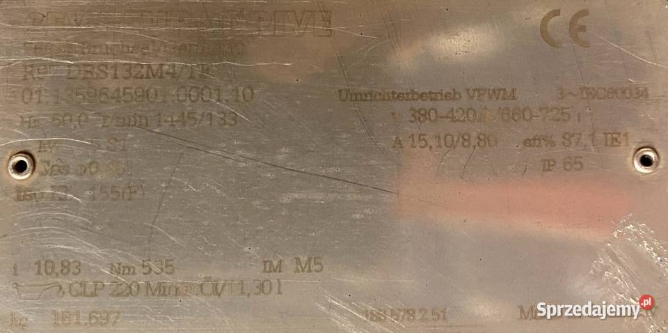 motoreduktor przekładnia 75kW 133obr SEW kujawsko-pomorskie Pigża