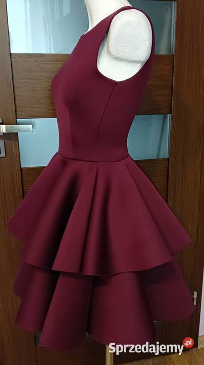Bordowa burgundowa elegancka piankowa sukienka Krosno sprzedam