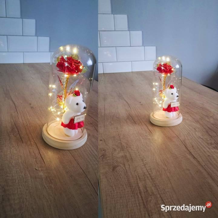 Róża w szkle LED z misiem I love youprezent kujawsko-pomorskie Bydgoszcz