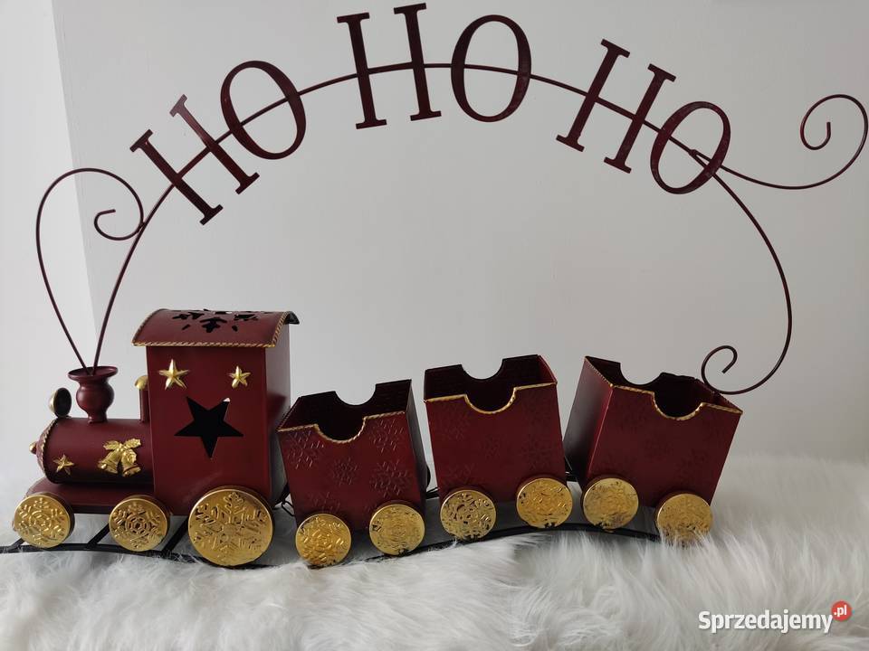 Świąteczny pociąg metalowy czerwony Dębica