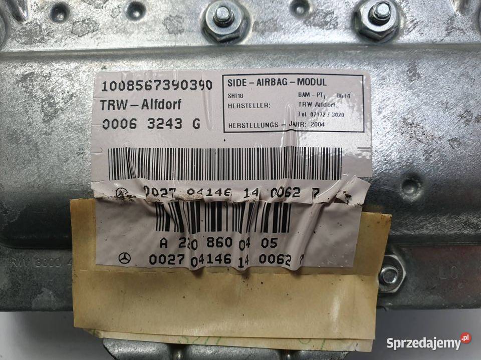 PODUSZKA AIRBAG MERCEDES BENZ SKLASA W220 Pozostałe Lipno