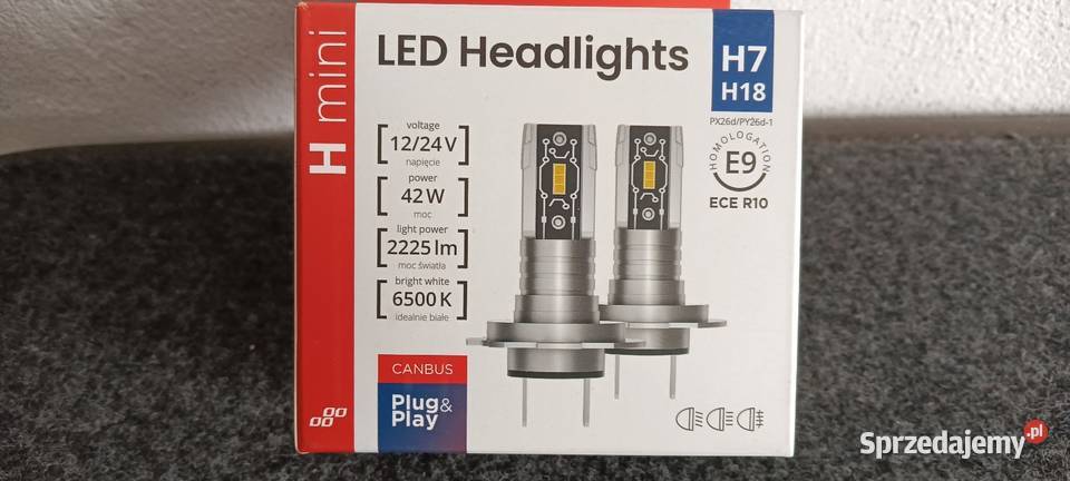 Żarówki LED H7 H18 650K Białe 2 Łagów