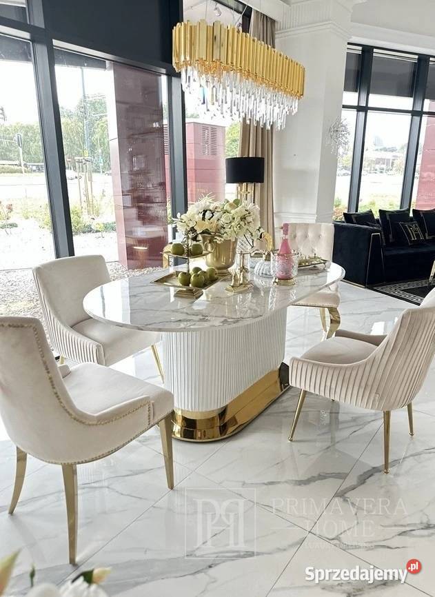 Designerski stół złoty z marmurowym blatem mazowieckie Warszawa