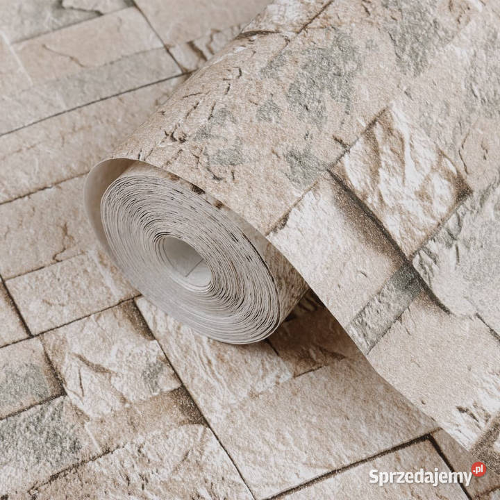 Tapeta 3D z wzorem kamieni szarobeżowa 10x053 m Warszawa