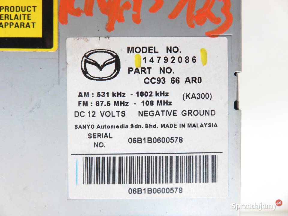 RADIO MAZDA 5 CR19 14792086