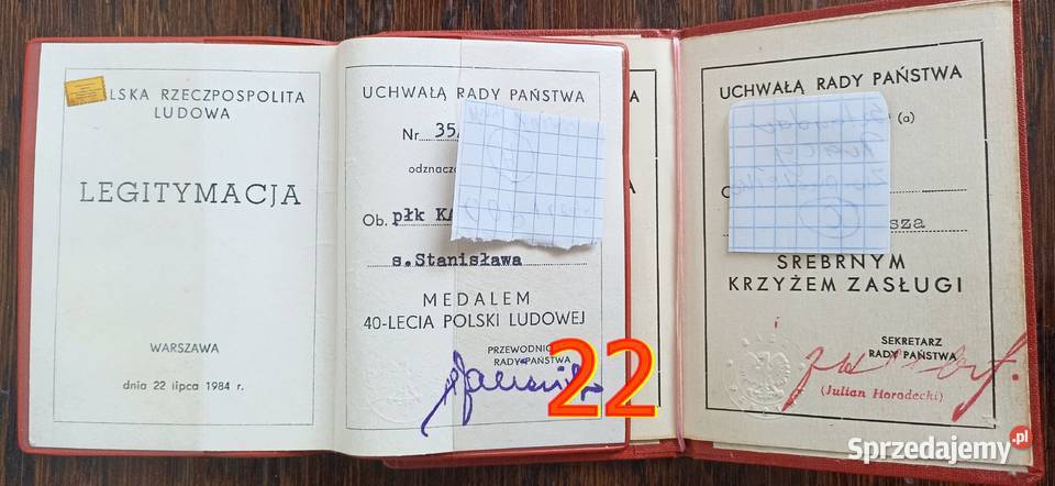 Medal Odznaczenie Order Krzyż Legitymacja PRL Sosnowiec