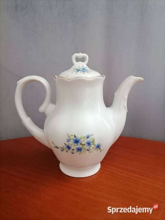 Dzbanek porcelanowy niebieskie kwiaty Karolina Wałbrzych