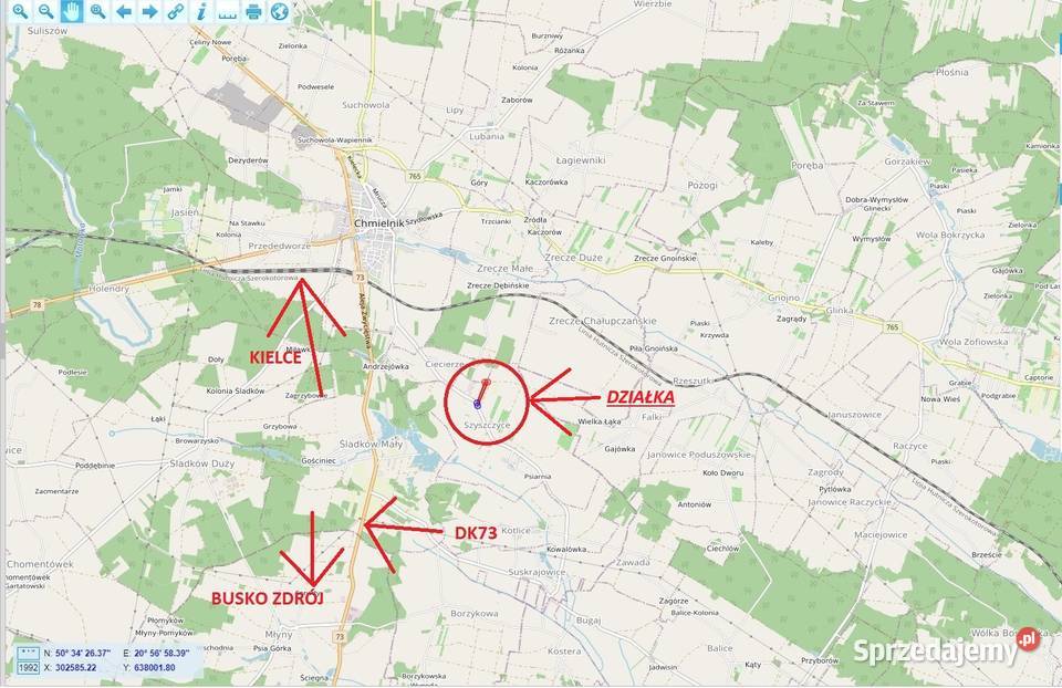 Duża działka 147 ha Szyszczyce gmina Chmielnik