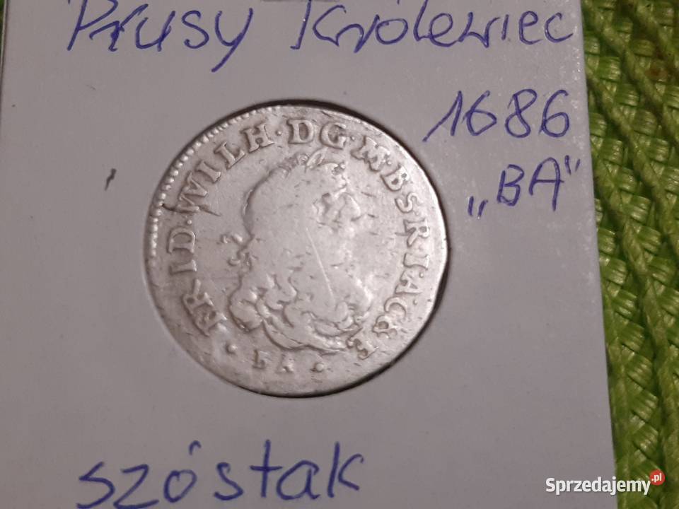 moneta srebrna Prusy Książęce Królewiec z 1686r Łomża