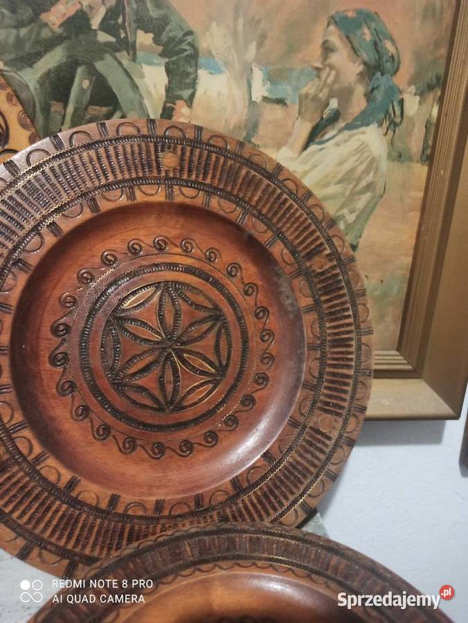 Drewniane talerze ozdobne wiszące kolekcja PRL Pozostałe Pleszew