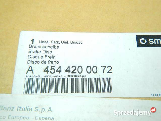 TARCZE HAMULCOWE TYŁ x2 SMART FORTWO 454