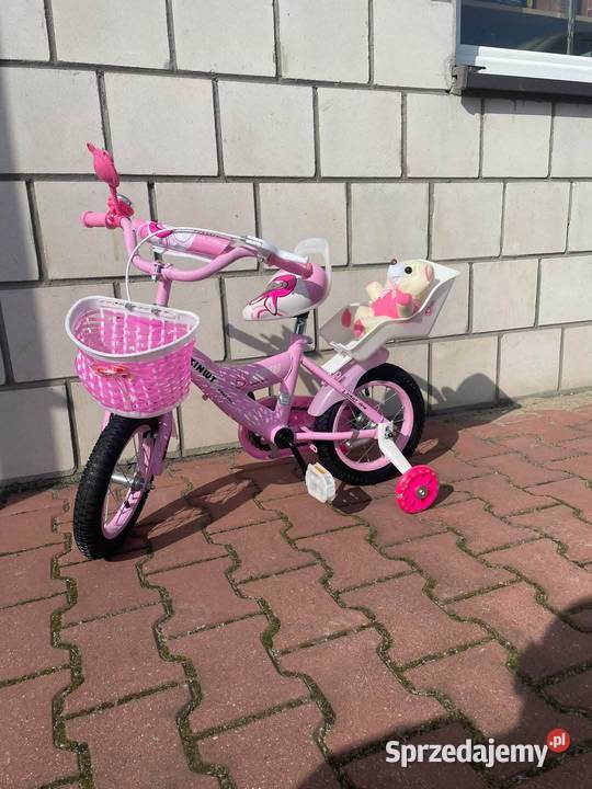 329 Rower 16 różowy z misiem Dziecięce Zabrze