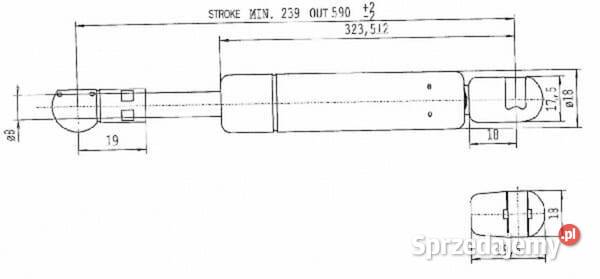 Sprężyna gazowa L590 mm 240N Stabilus CA897884 małopolskie Kamionna