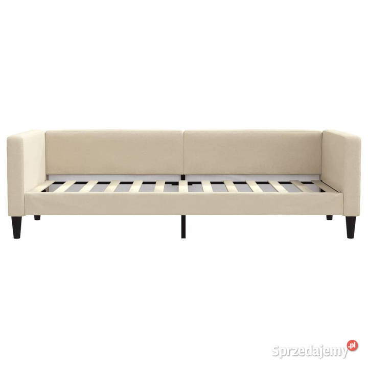 Sofa z funkcją spania kremowa obita tkaniną 68cm Łóżka
