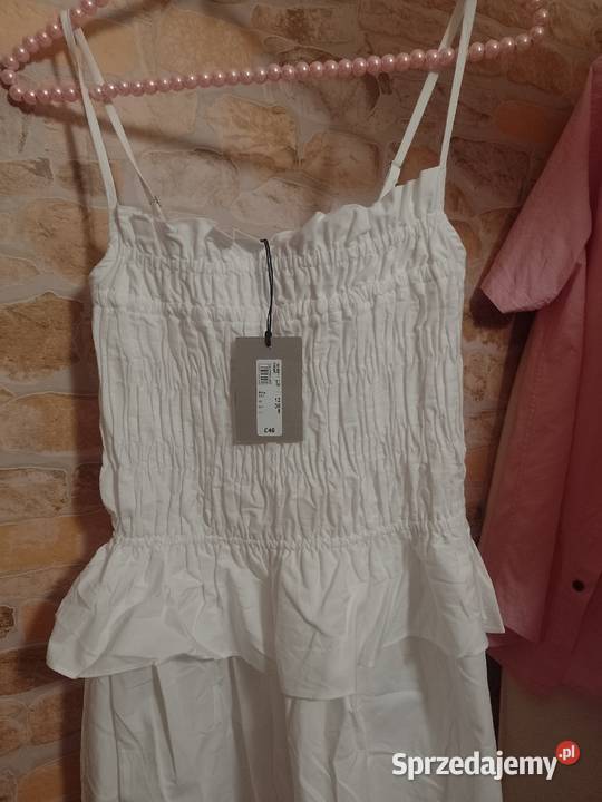 38M RIVER ISLAND Długa biała sukienka letnia z