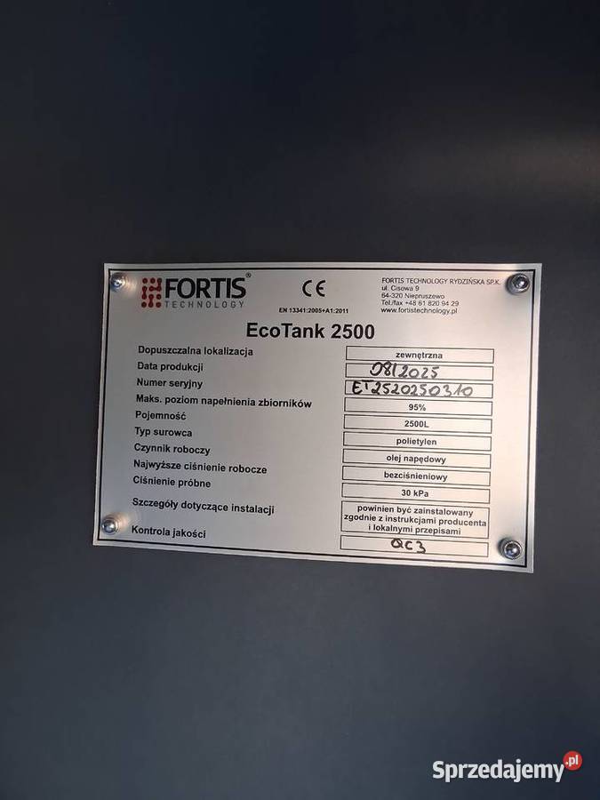 Zbiornik Fortis Ecotank 2500 l diesel Ujazd