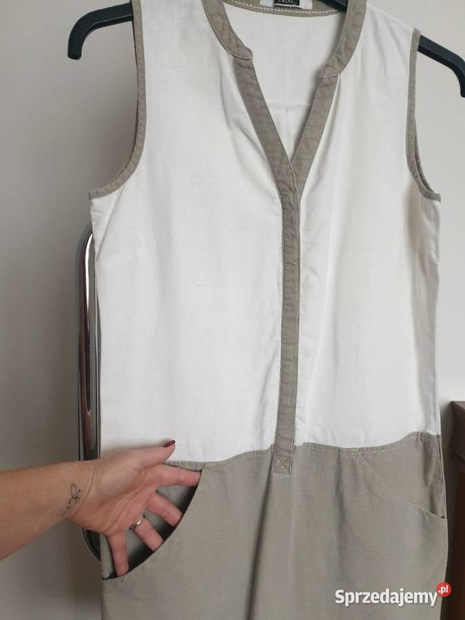 Sukienka letnia szmizjerka M krem khaki len Radom