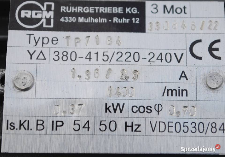 Motoreduktor kątowy 037kw 175obrmin SN9FH Pozostałe Kargowa