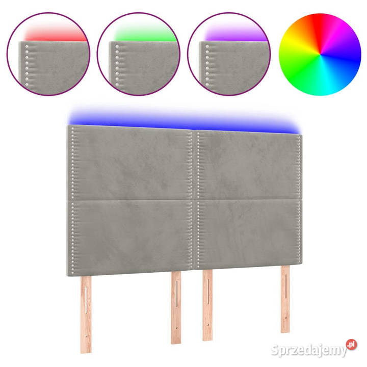 Zagłówek do łóżka z LED jasnoszary 144x5x118128 Ramy i stelaże Ramy i stelaże Warszawa