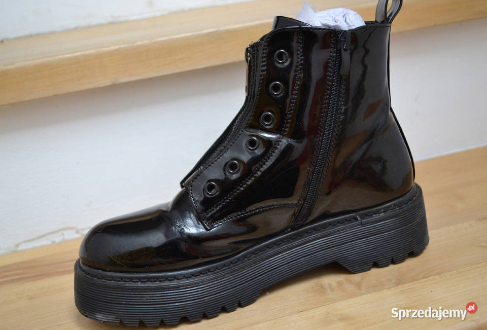 czarne buty na zimę lace up boot botki