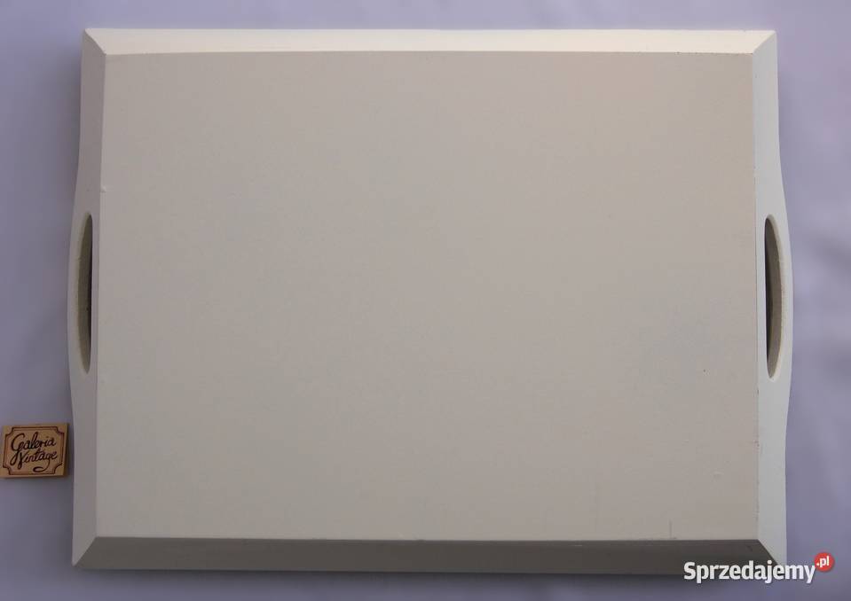 Drewniana taca kremowobiała decoupage shabby biały sprzedam