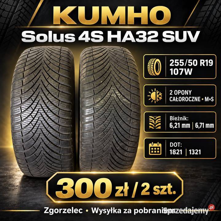 2 opony całoroczne Kumho Solus 4S HA32 SUV 25550 W do 270 km/h Zgorzelec