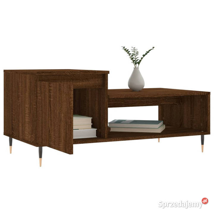 Stolik kawowy brązowy dąb100x50x45 materiał Warszawa