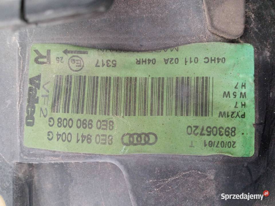 LAMPA PRZÓD PRAWA SOCZEWKA 8E0941004G Audi A4 II