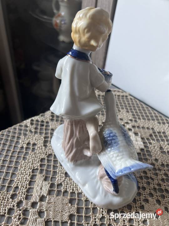 Stara porcelana kobaltowa dziewczynka z indykiem śląskie Zabrze sprzedam