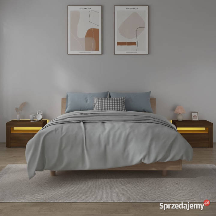 Szafki nocne z LED 2 brązowy dąb 60x35x40 sprzedam