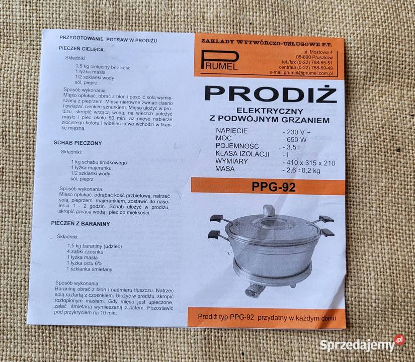 PRODIŻ PRUMEL PPG92 Stan Kolekcjonerski 2004r wolnostojące Włodawa