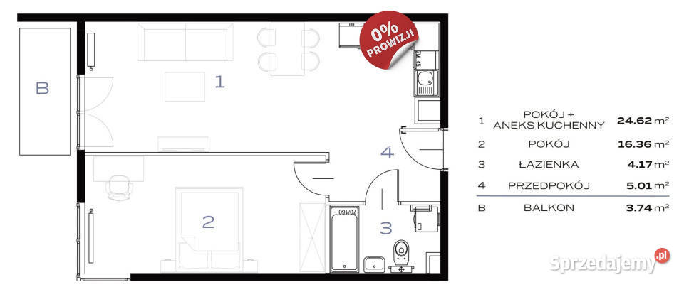 Mieszkanie do sprzedania Kraków 5012m2 2 pokoje