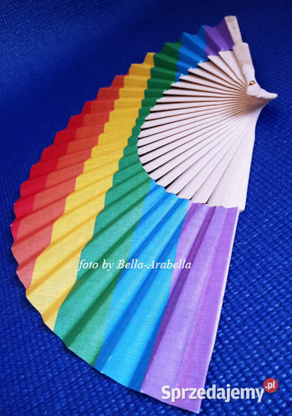 WACHLARZ z naturalnego drewna tkanina TĘCZA Warszawa