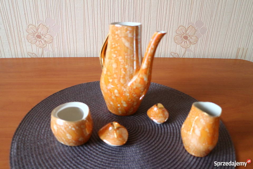 Serwis do kawy IZA 1960 Chodzież odcienie pomarańczowego  wielkopolskie Poznań
