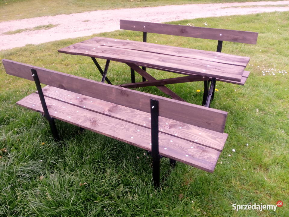 Zestaw ogrodowy stół dwie ławki 82cm pomorskie Somonino