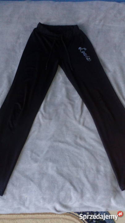 Gładkie czarne wiązane spodnie sportowe 38 m Żmudź