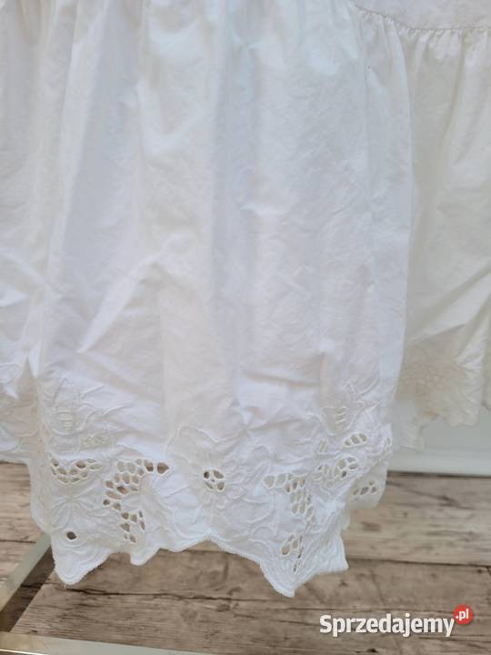 Biała sukienka haft angielski z bawełną Rozkloszowana  Liszki sprzedam