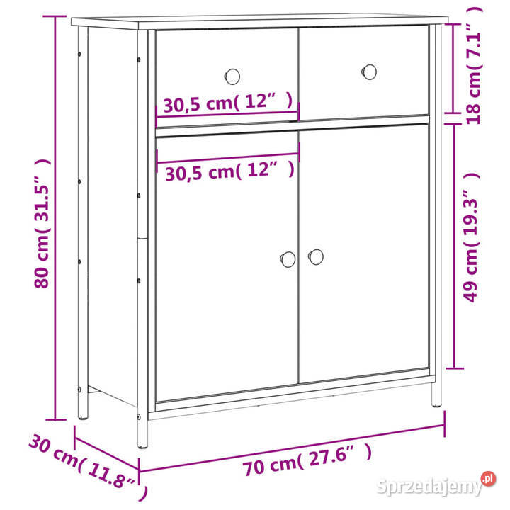 Szafka czarna 70x30x80 materiał drewnopochodny Warszawa