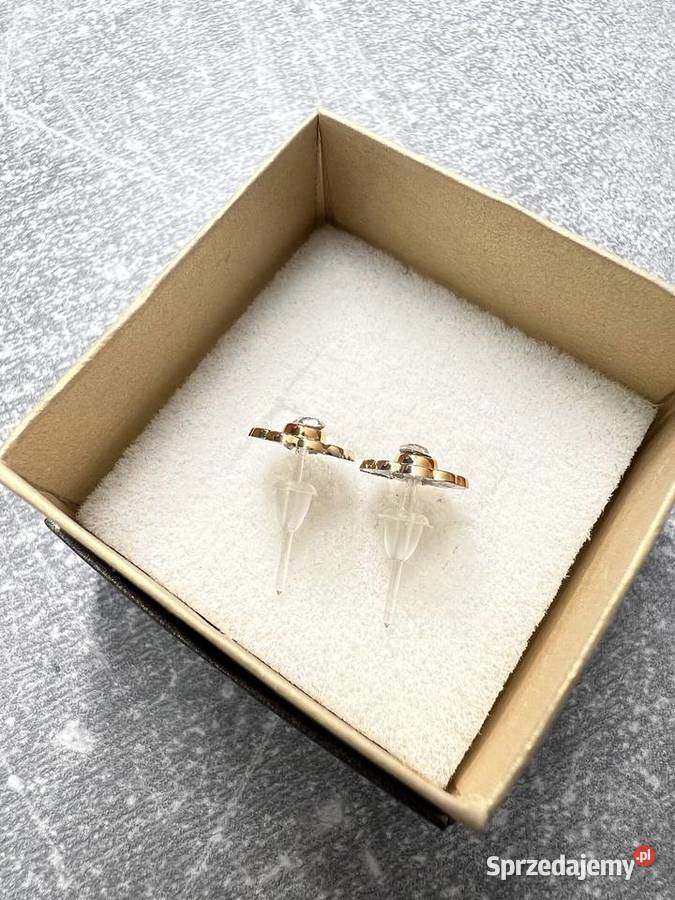 Kolczyki złote z diamentem kwiat kwiatki kwiatek