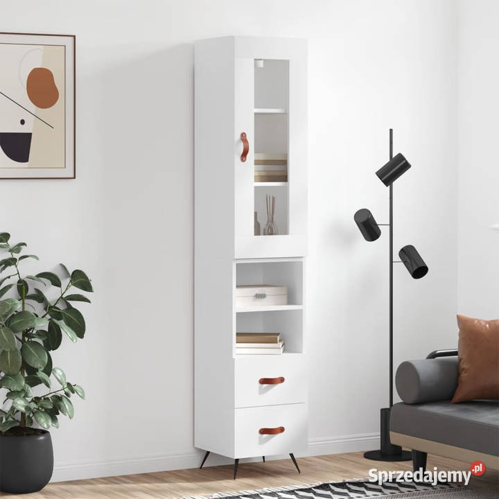 Wysoka szafka biała 345x34x180 materiał mazowieckie Warszawa