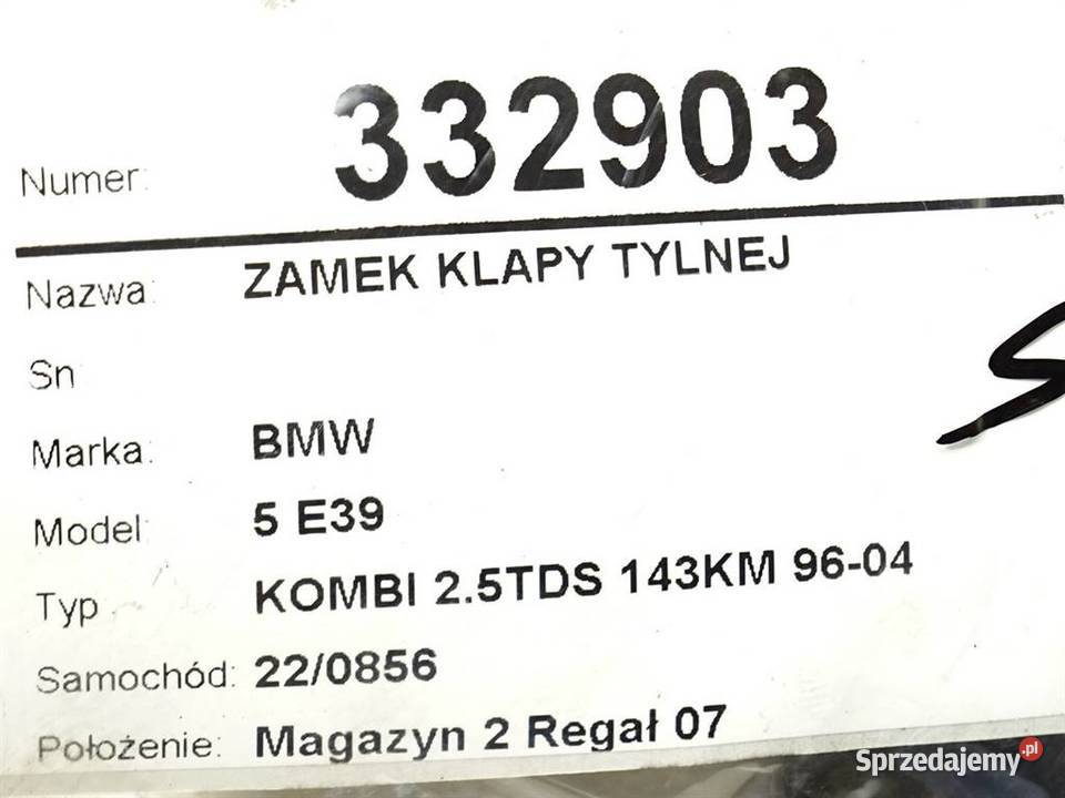 ZAMEK KLAPY TYLNEJ BMW E39 Kombi 8168892 9604 Zamki, wkładki i kluczyki podkarpackie