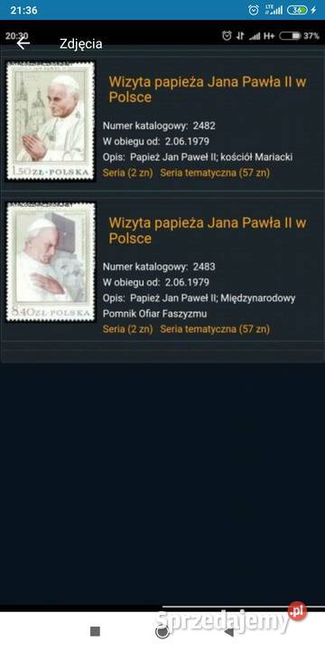 Znaczek Jan Paweł 2 1979 dolnośląskie Bolesławiec